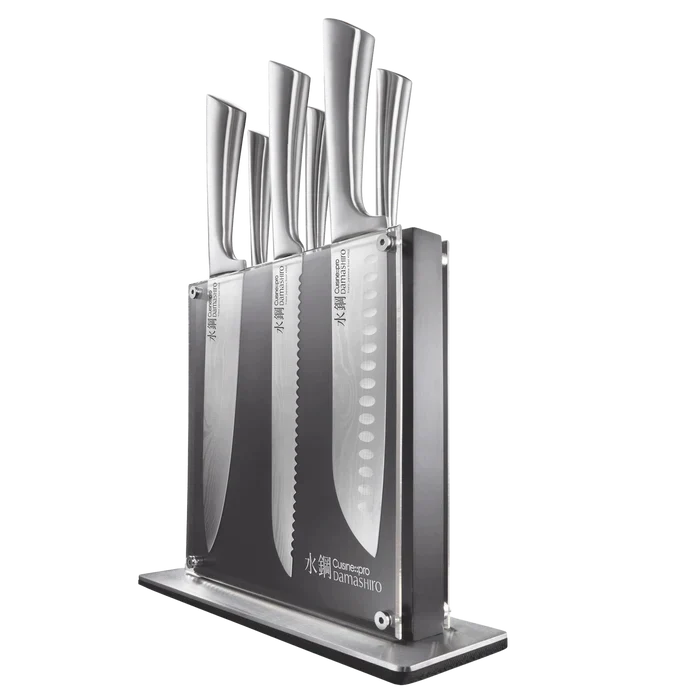 Bloc à couteaux Cuisine::pro® Damashiro® 7 pièces avec lames japonaises et bloc élégant