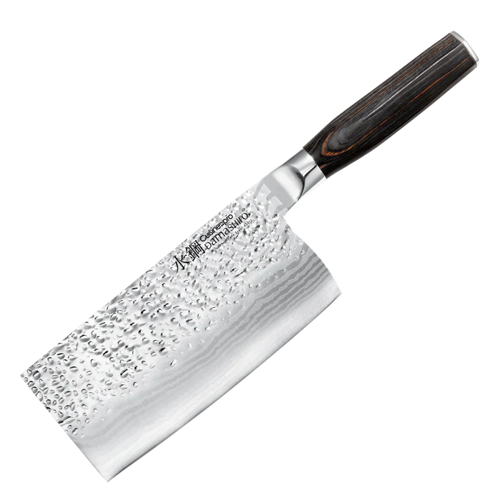 Couperet de cuisine Emperor Damashiro 6.5 po en acier japonais avec manche Pakkawood, lame martelée et garantie à vie