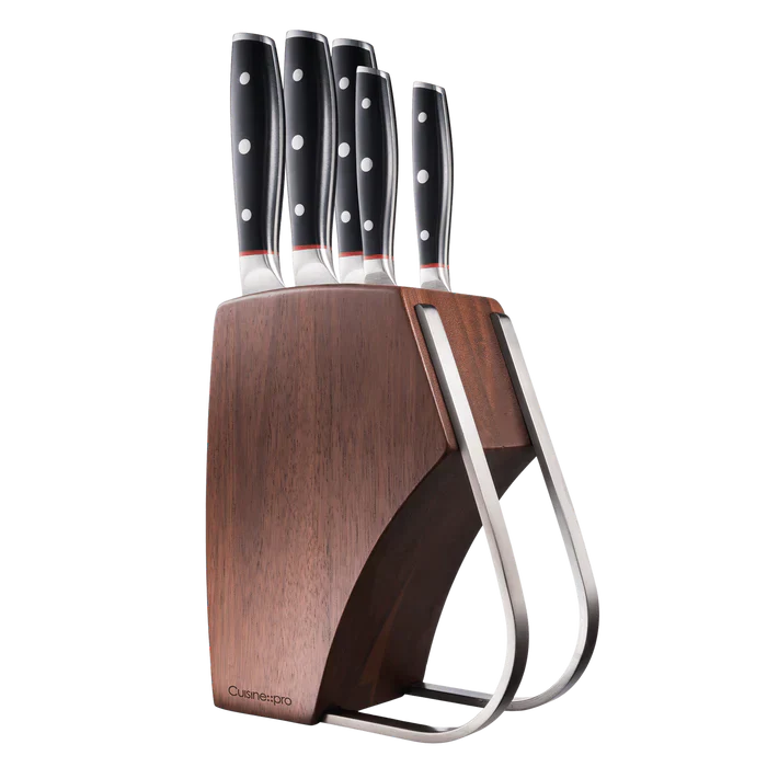 Bloc à couteaux Cuisine::pro® iconiX® Holz 6 pièces avec bloc en bois d'acacia et manches en polymère durable