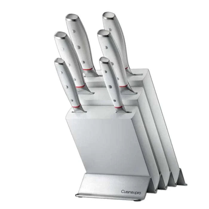Bloc à couteaux 7 pièces Cuisine::pro® iconiX™ Straub en acier inoxydable allemand avec manche en polymère dans bloc élégant
