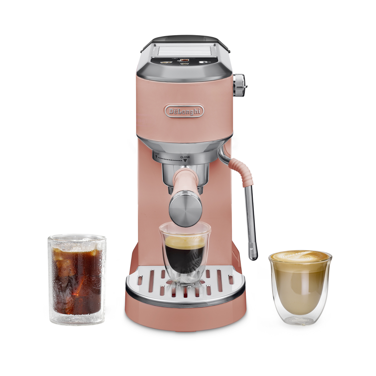 Machine à espresso compacte Dedica Duo Cold Brew rose – De'Longhi