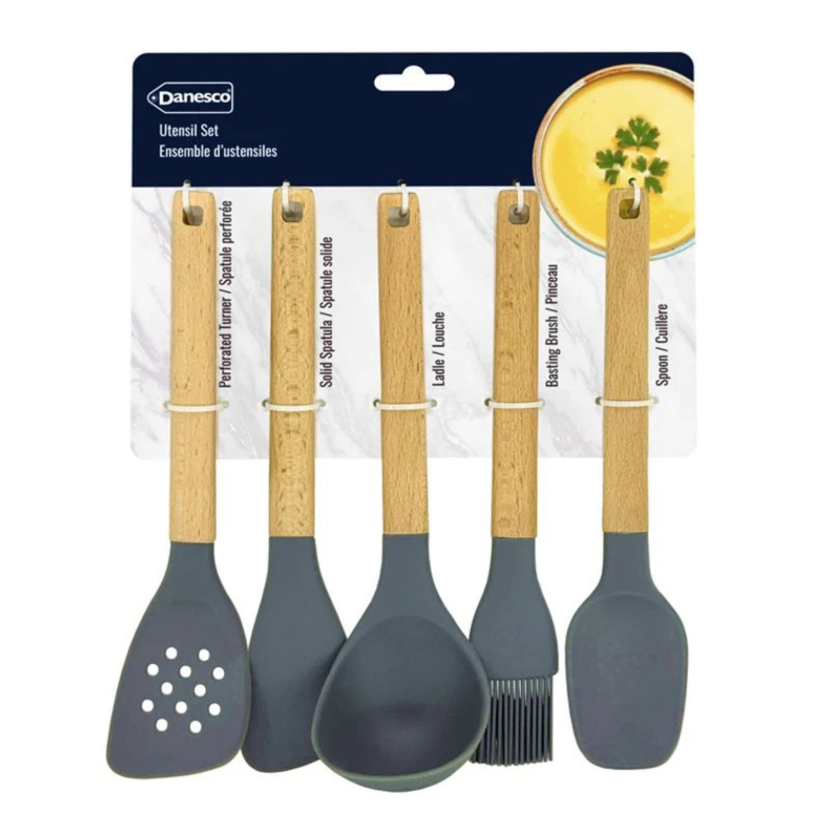 Ensemble de 5 mini ustensiles en silicone gris charbon 23 cm – Danesco