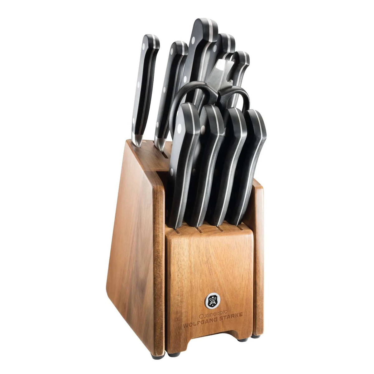 Bloc de couteaux 11 pièces Kutchin WOLFGANG STARKE en acier inoxydable avec bloc en bois d’acacia