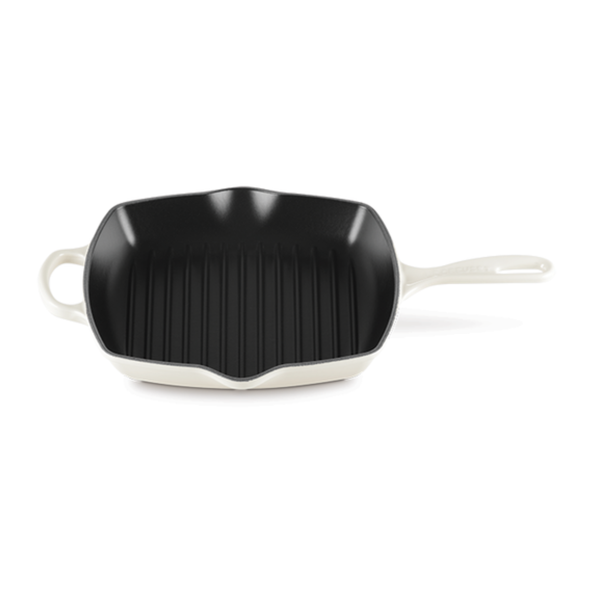Poêle à griller carrée en fonte émaillée Meringue 26 cm – Le Creuset