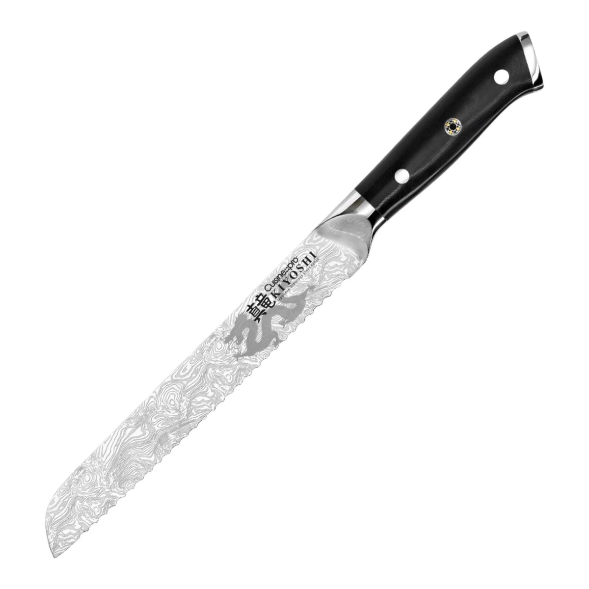Couteau à pain 20 cm KIYOSHI® avec lame dentelée pour trancher le pain sans écraser