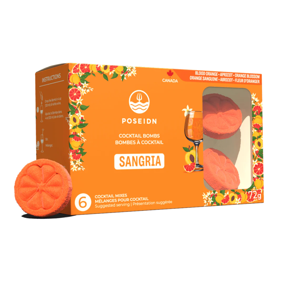 Ensemble de 6 bombes à cocktail Sangria orange sanguine, abricot et fleur d’oranger – Poseidn