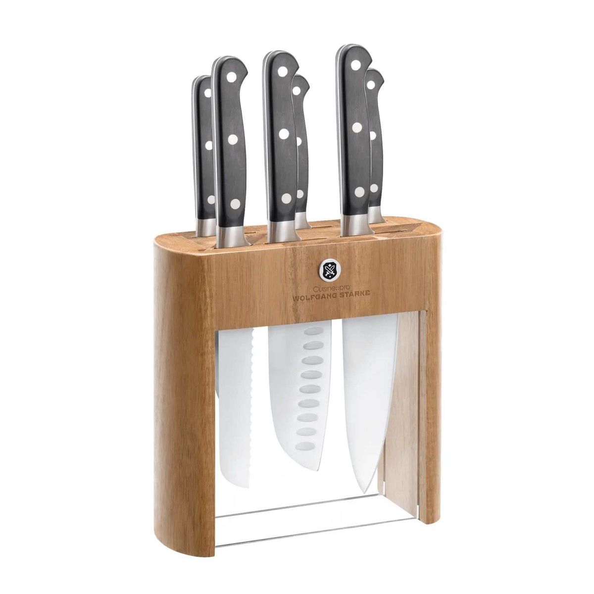 Bloc de couteaux 7 pièces Klar WOLFGANG STARKE avec acier inoxydable et bloc en bois d’acacia