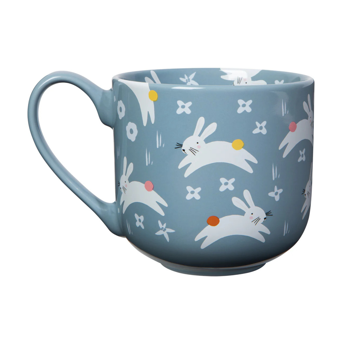 Tasse en grès bleue avec lapins sautants 502 ml - Danica Danica