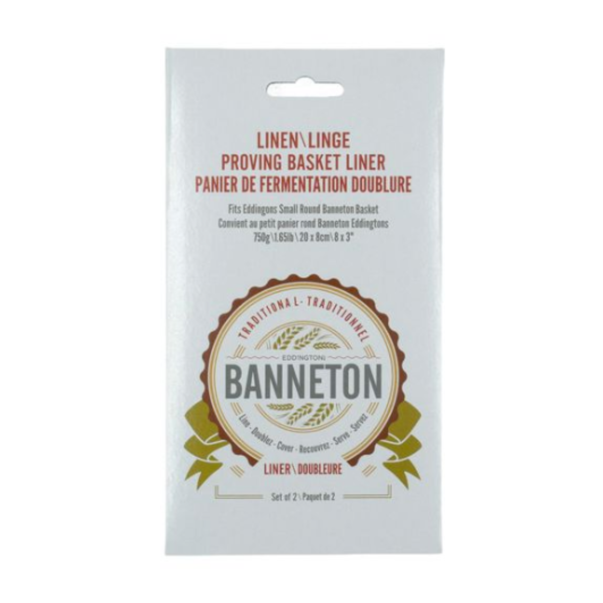 Ensemble de 2 doublures en lin pour panier de fermentation rond 20 cm Eddingtons