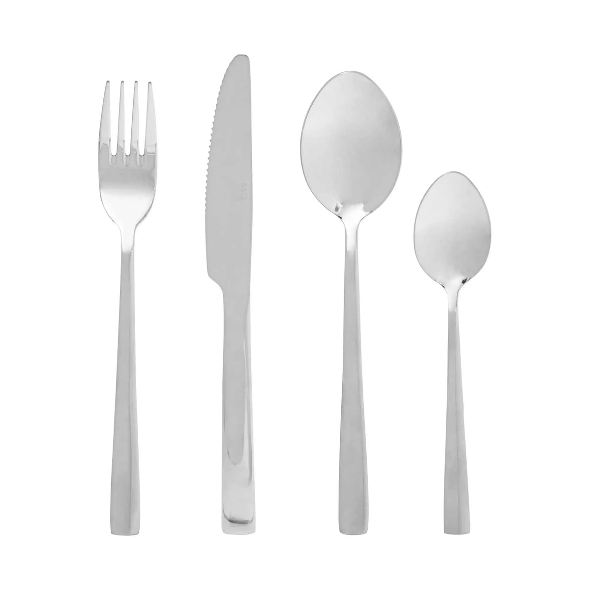 Ensemble d'ustensiles en acier inoxydable 16 pièces avec fourchettes, cuillères et couteaux au design élégant et durable
