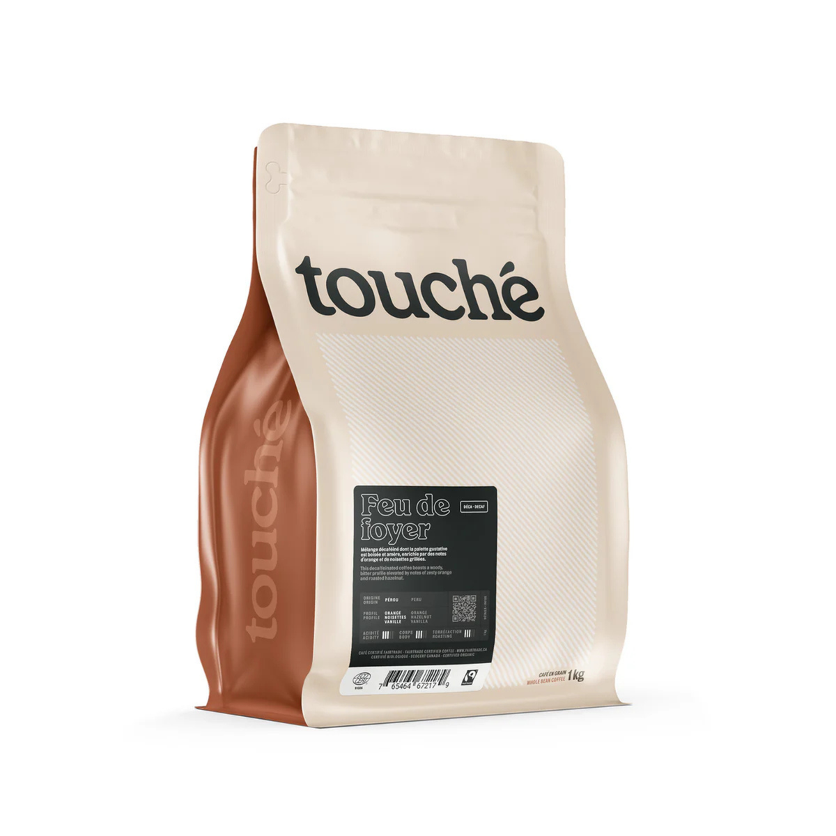 café décaféiné en grains 1 kg sac emballage
