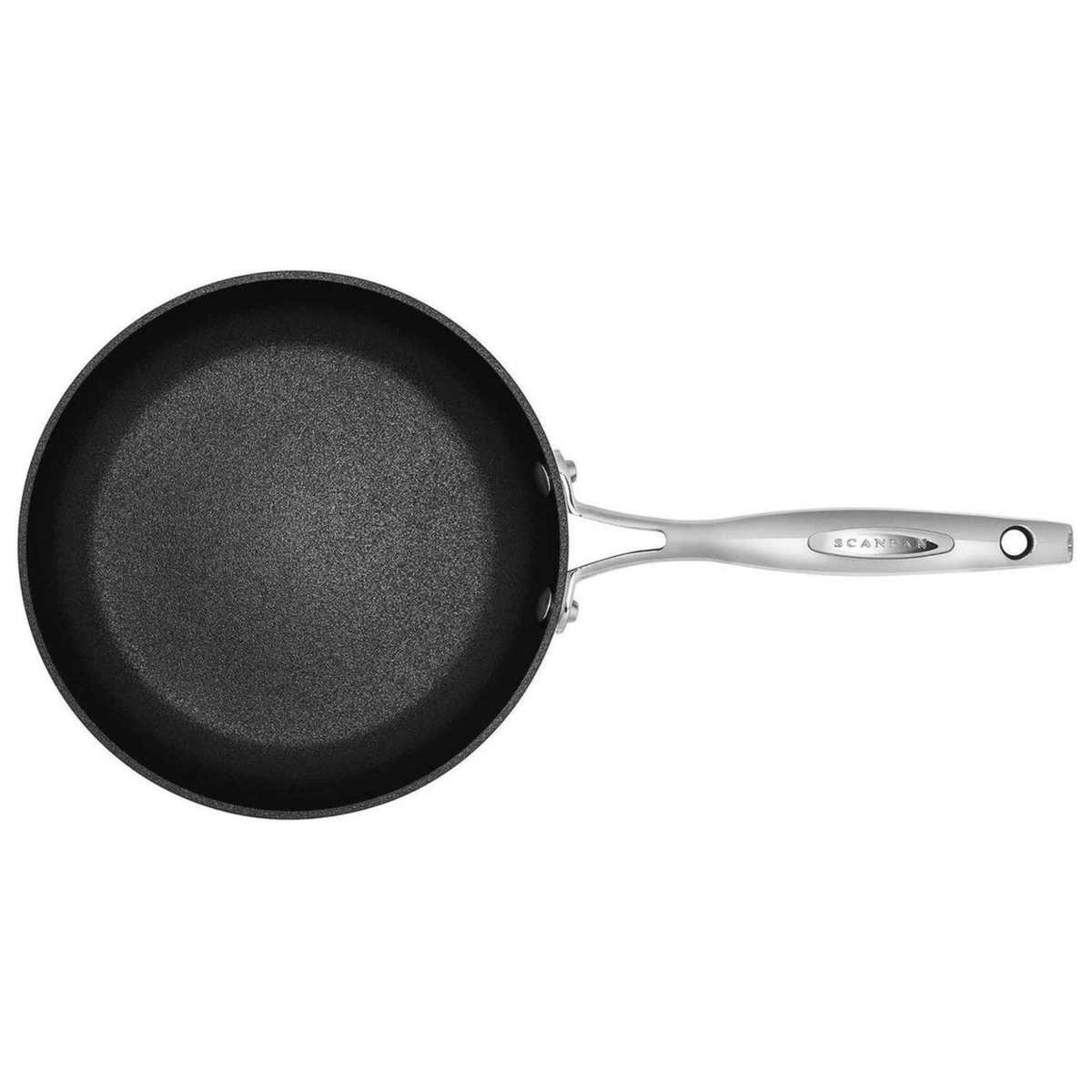 Poêle antiadhésive Scanpan HaptIQ 28 cm en acier inoxydable avec surface STRATANIUM+ micro-texturée pour cuisson uniforme et détachement facile des aliments