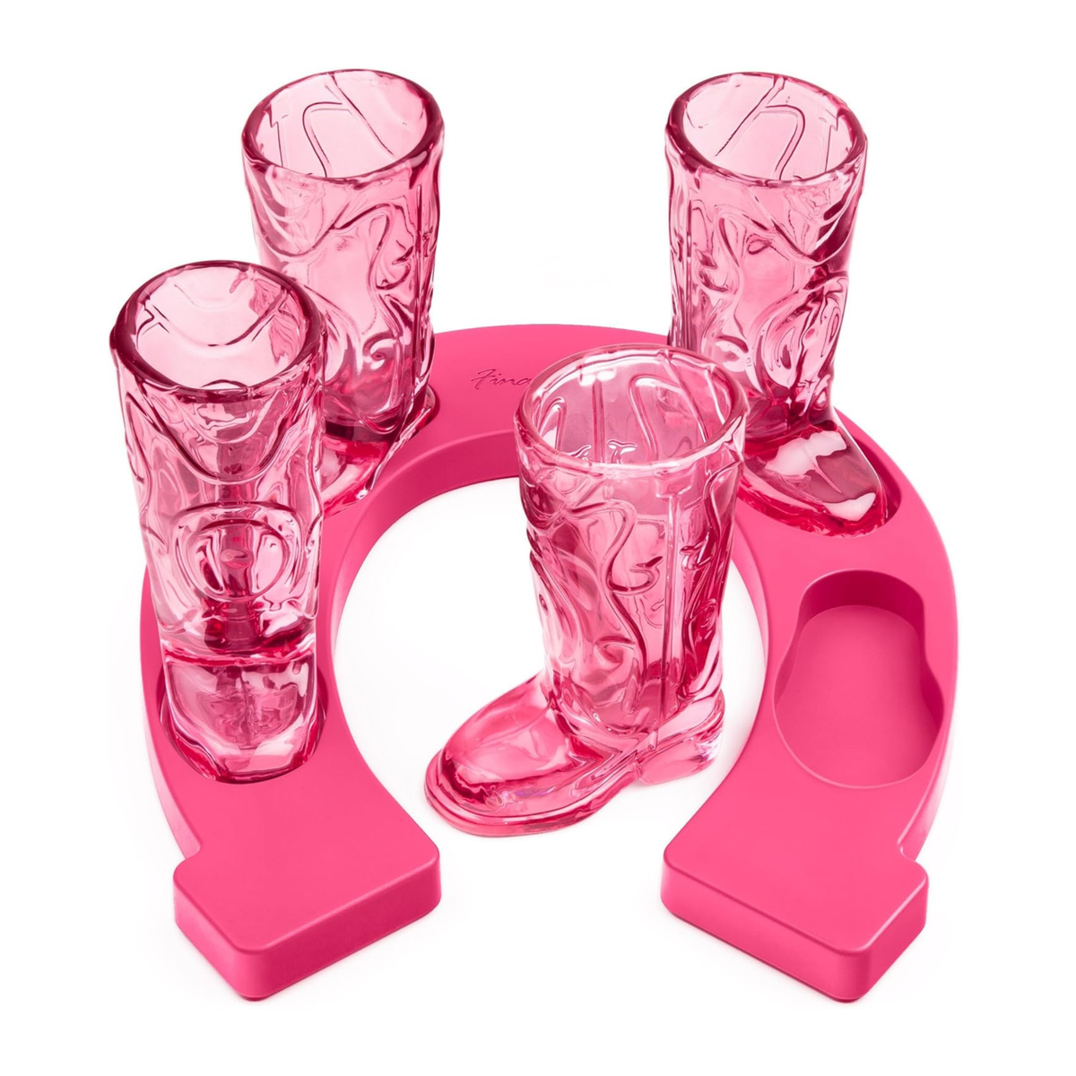 Ensemble de 4 verres shooter bottes cowboy avec plateau fer à cheval rose 30 ml – Final Touch
