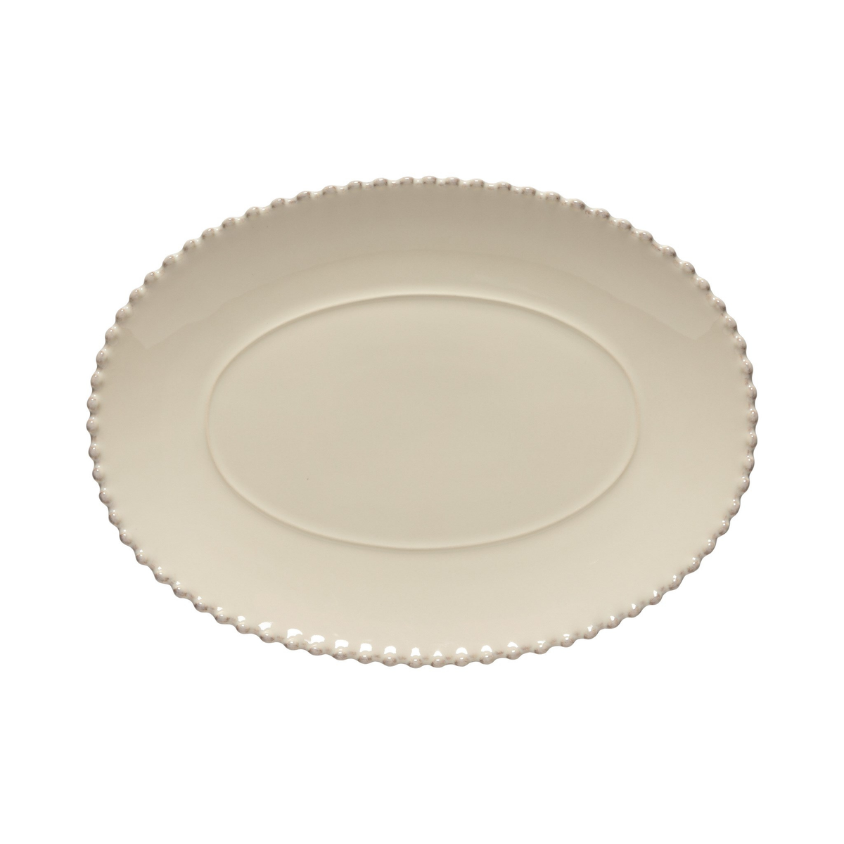 Plat de service ovale en grès Pearl crème moyen 34,2 cm – Costa Nova