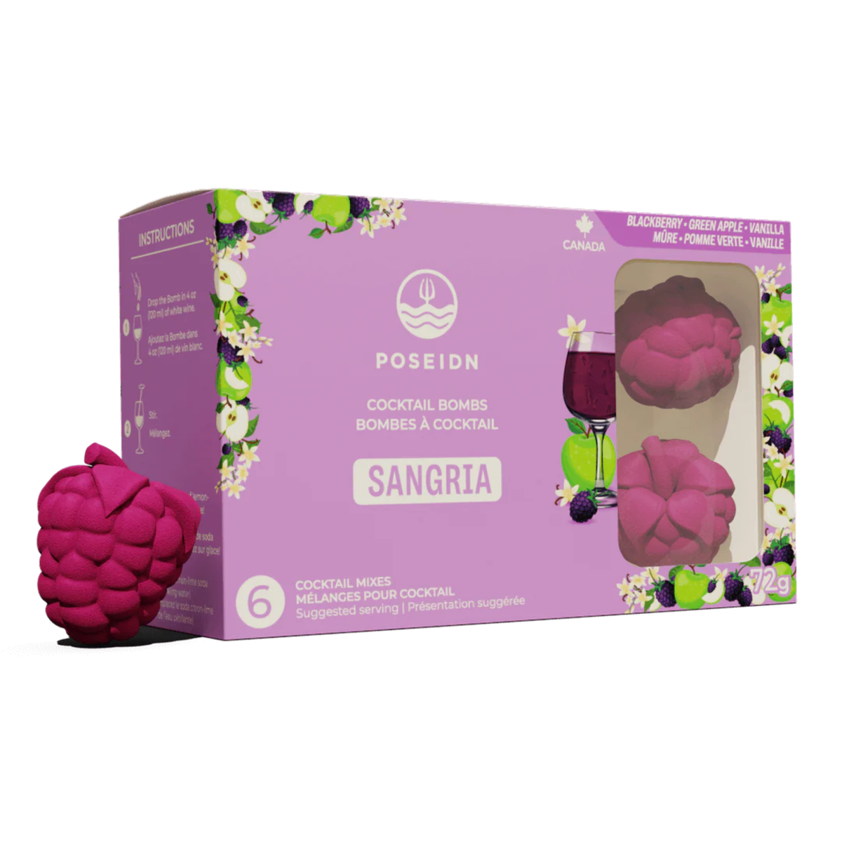 Ensemble de 6 bombes à sangria mûre, pomme verte et vanille – Poseidn