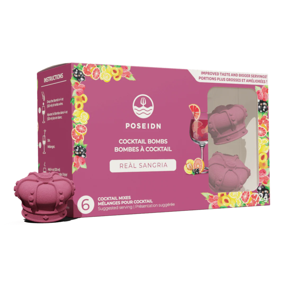 Ensemble de 6 bombes à sangria framboise, cassis et pamplemousse – Poseidn