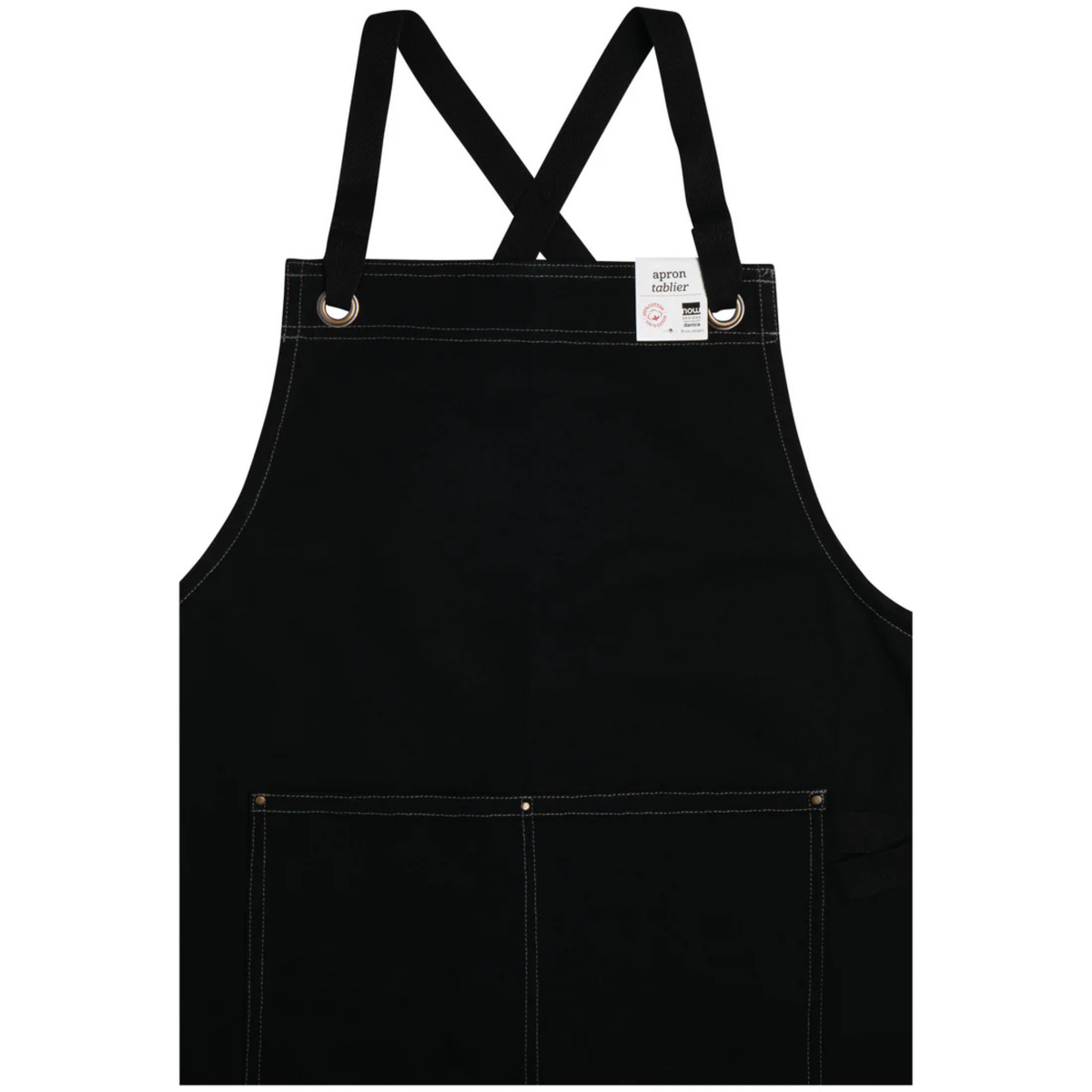 Tablier utilitaire en coton noir long ajustable 91 cm – Now Designs