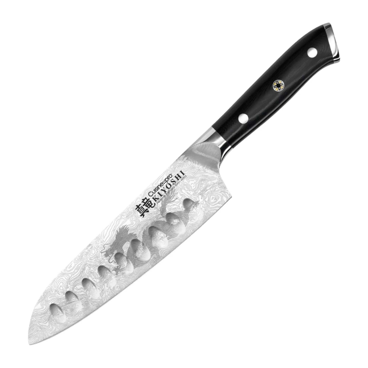 Couteau Santoku 16.5 cm KIYOSHI® avec lame large pour trancher, désosser et hacher efficacement