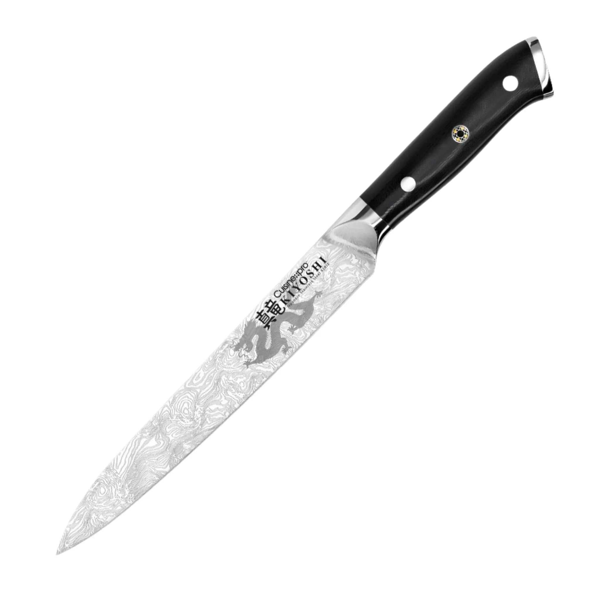 Couteau à trancher 20 cm KIYOSHI® avec lame étroite et profil courbé pour découpe précise