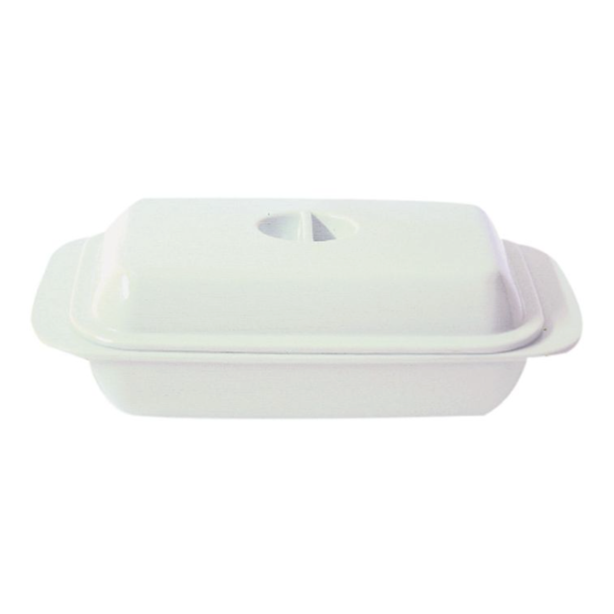 beurrier en mélamine blanc avec couvercle vue complète