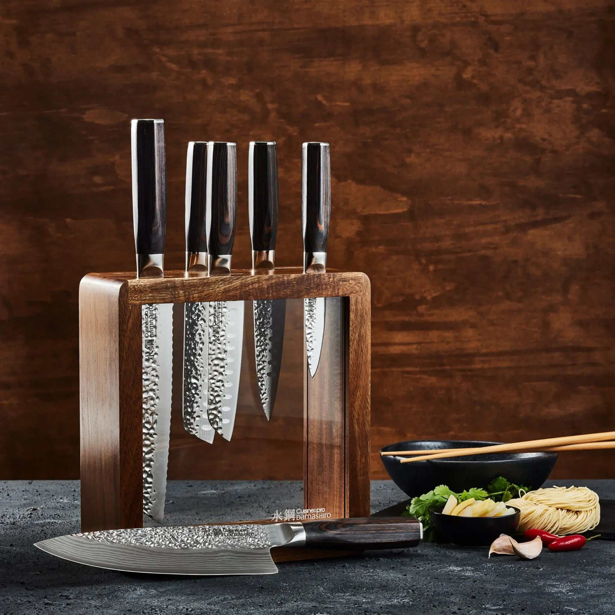 Bloc de couteaux Mokuzai Damashiro EMPEROR® 7 pièces – Cuisine::pro Cuisine::pro®