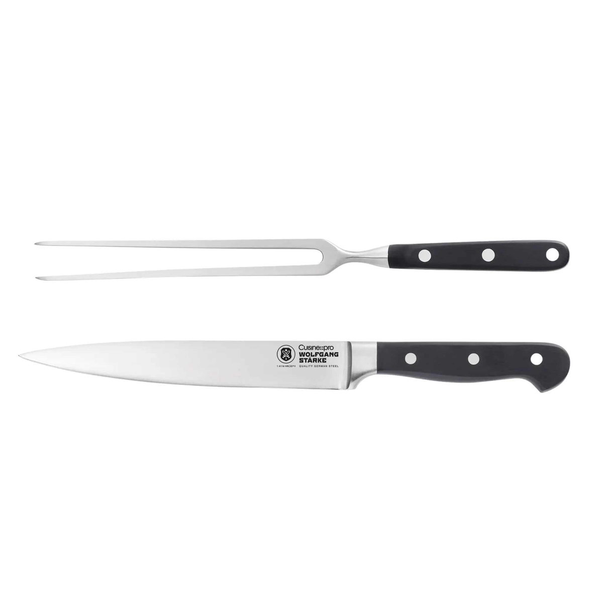 Ensemble de découpage 2 pièces WOLFGANG STARKE avec couteau et fourchette à découper de 20 cm pour viande rôti