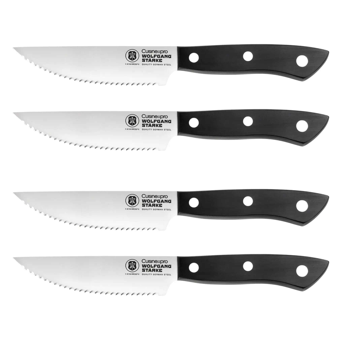 Ensemble de 4 couteaux à steak WOLFGANG STARKE avec lames dentelées en acier allemand