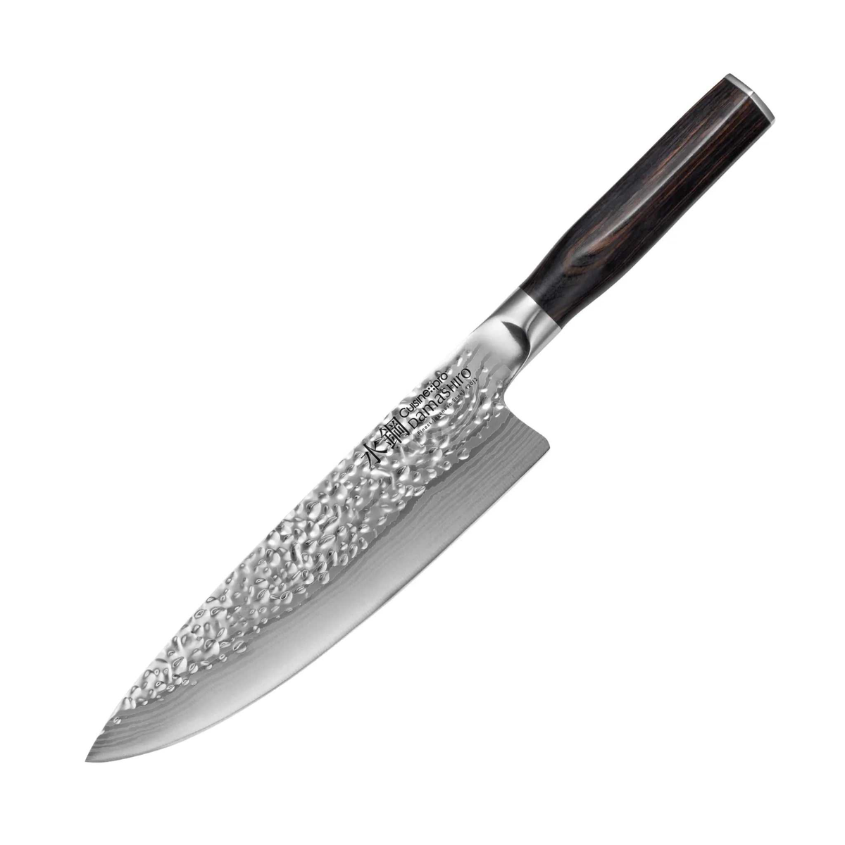 Couteau de chef Damashiro EMPEROR® 20 cm avec lame incurvée pour découpe précise en cuisine
