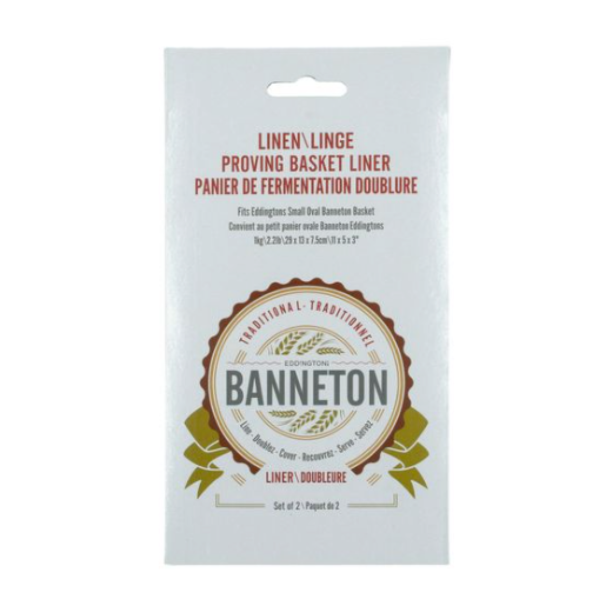 Ensemble de 2 doublures en lin pour panier de fermentation ovale 29 cm Eddingtons