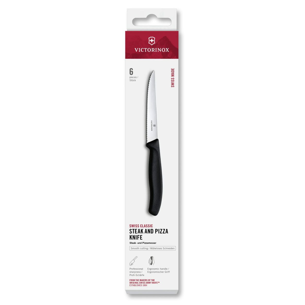 Ensemble de 6 couteaux à steak et à pizza Swiss Classic noir 11 cm – Victorinox