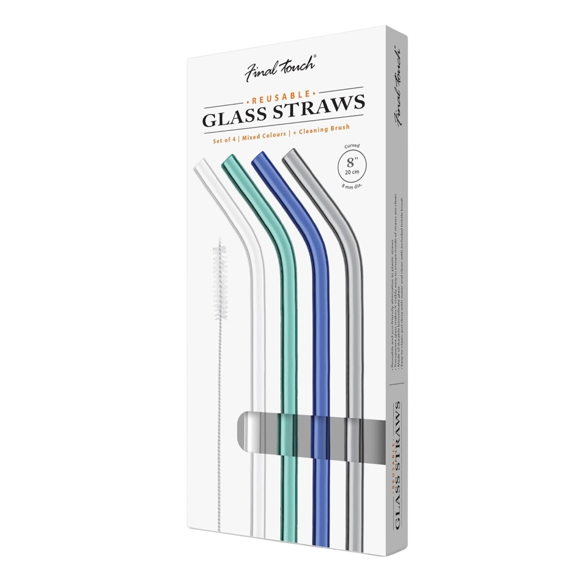Set of 4 Reusable Borosilicate Glass Straws – Final Touch