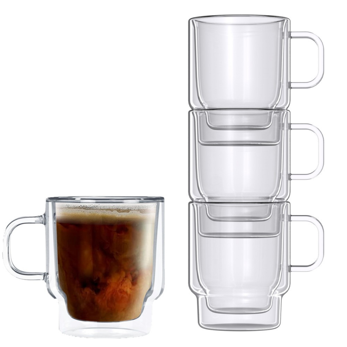 Ensemble de tasses à café empilables à double paroi 350 ml – Brilliant