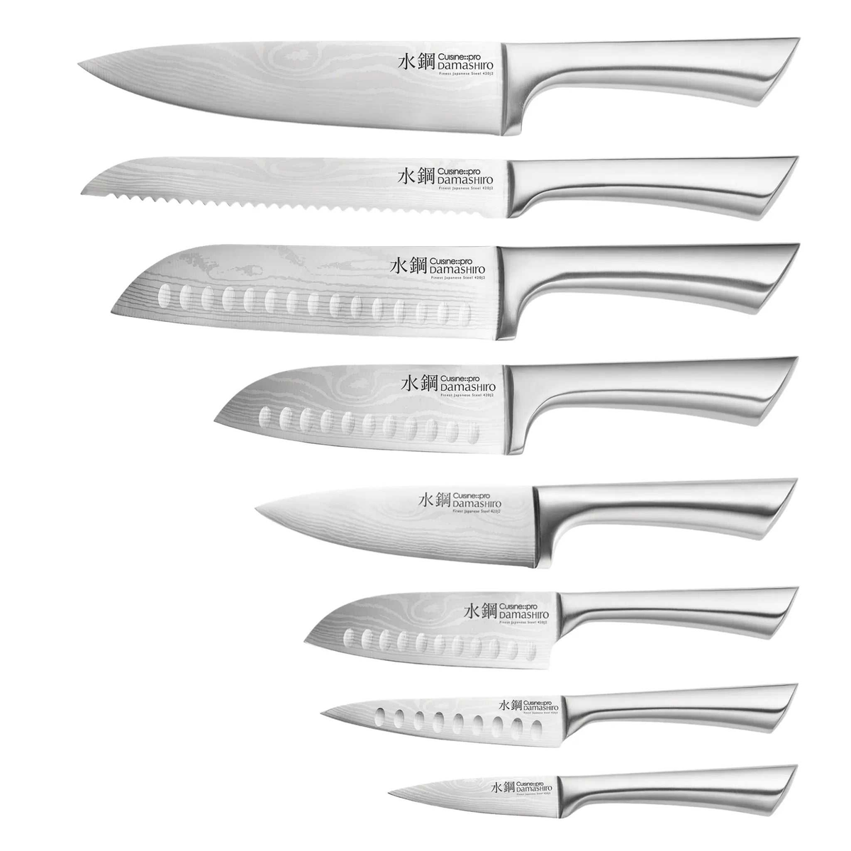 Bloc de couteaux Bodo Damashiro® 10 pièces avec planche à découper en bois d’acacia et lames en acier inoxydable japonais