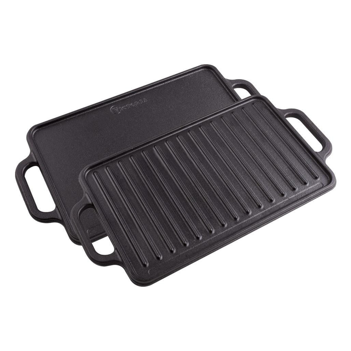 Plaque grill réversible en fonte préassaisonnée 33 x 21 cm – Victoria