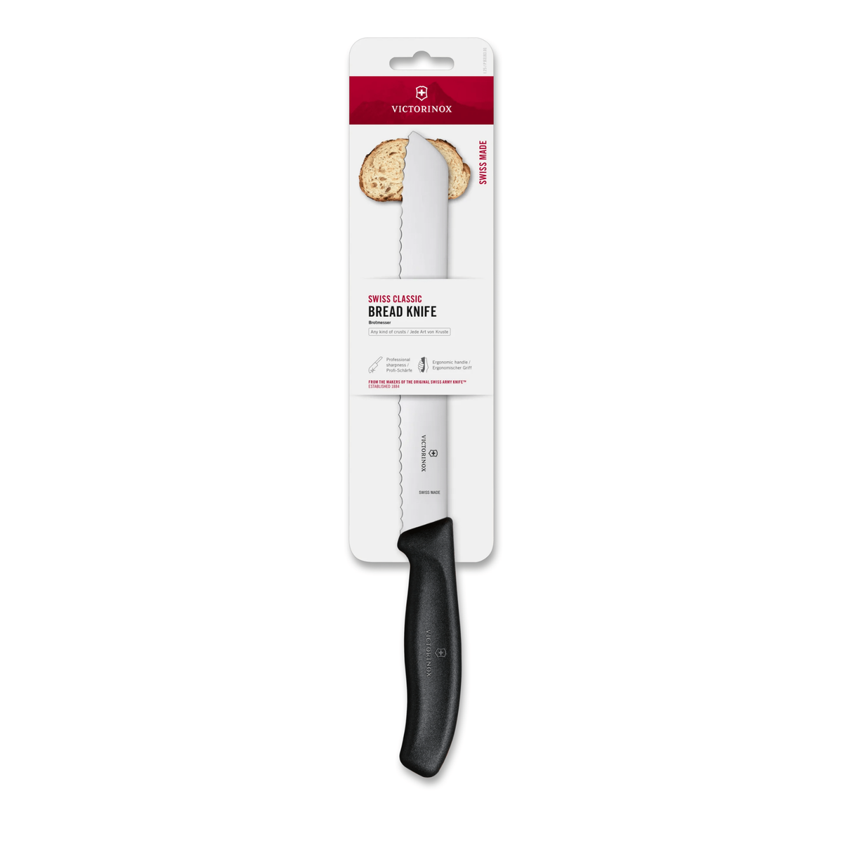 Couteau à pain dentelé Swiss Classic noir 21 cm – Victorinox