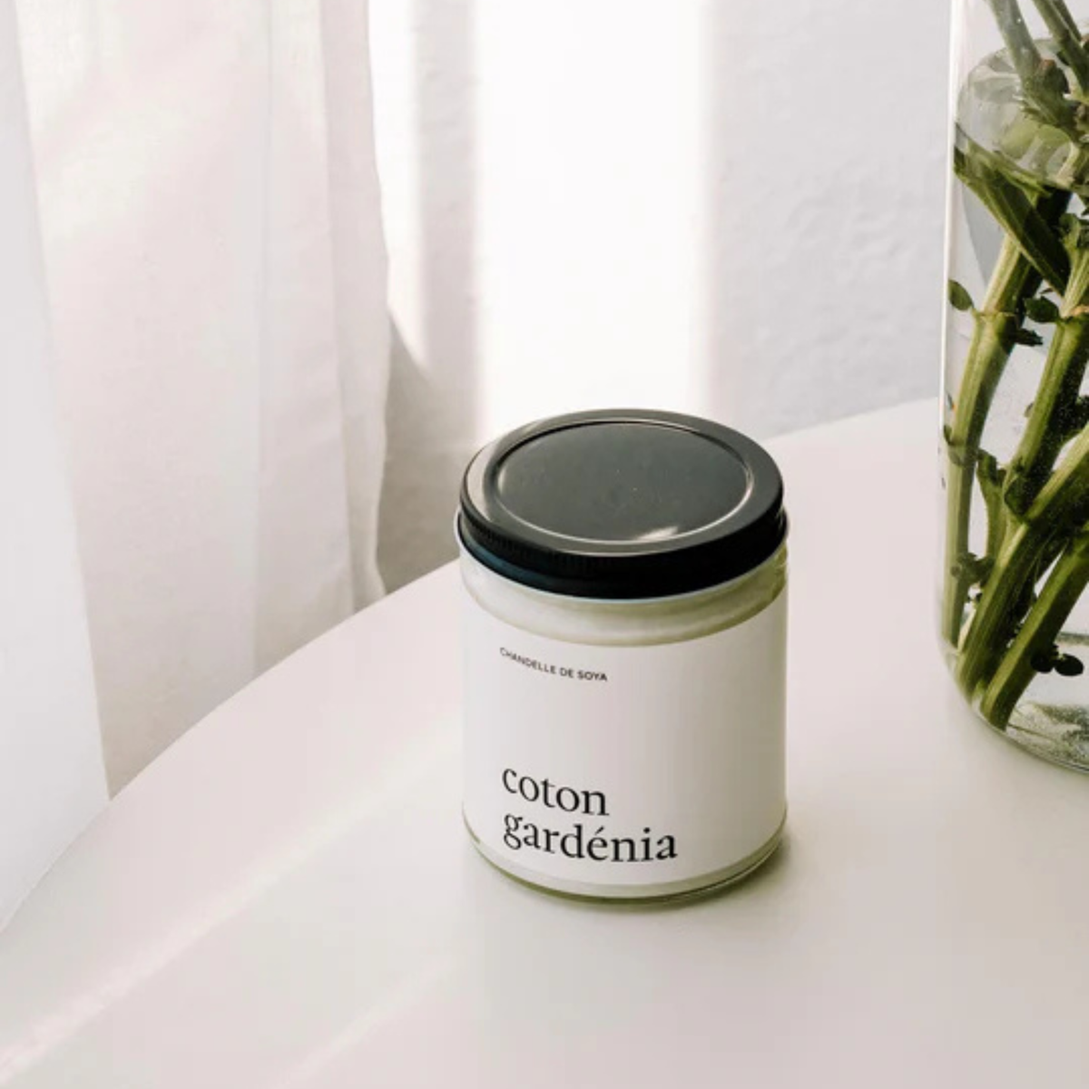 Chandelle de soya Coton gardénia 270 ml – Marée Chandelles