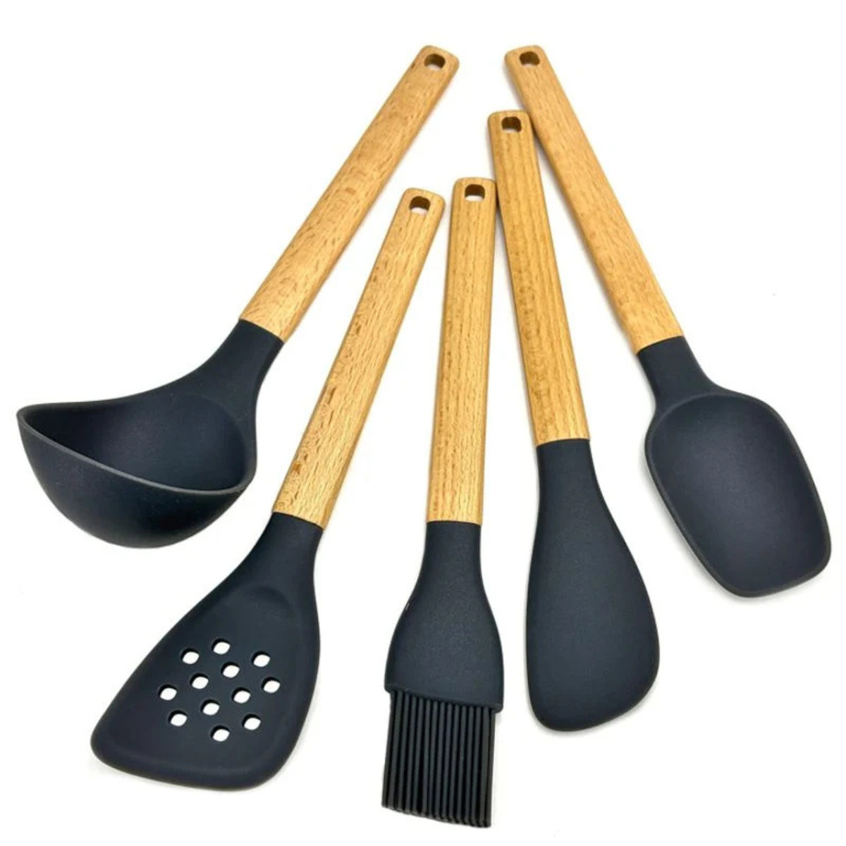 Ensemble de 5 mini ustensiles en silicone gris charbon 23 cm – Danesco
