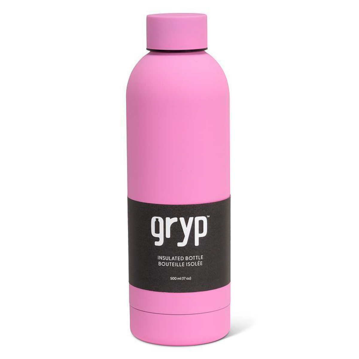 bouteille isotherme inox rose vue complète

