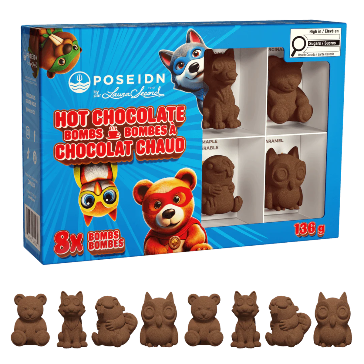 Ensemble de 8 chocolats chauds Super Héros – Poseidn