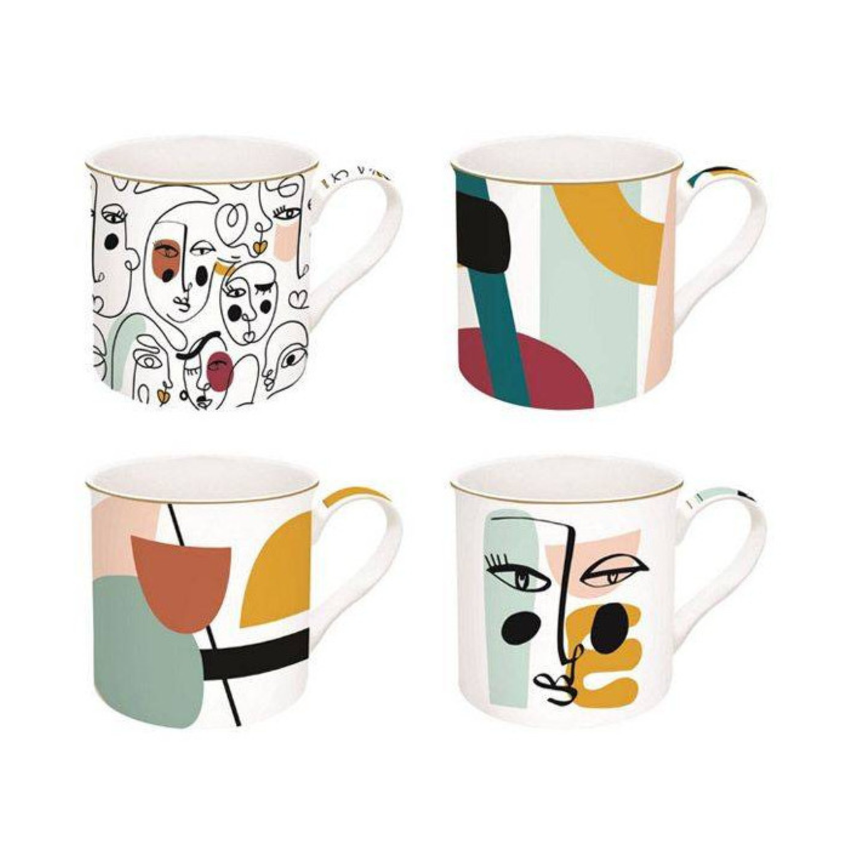 coffret tasses en porcelaine vue complète modernism
