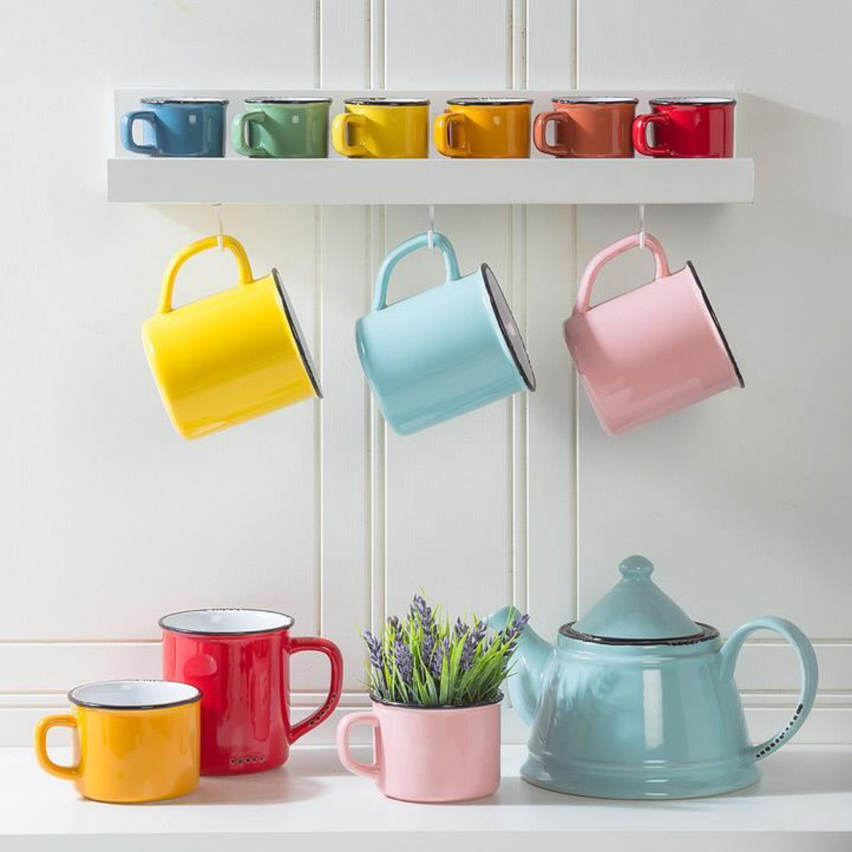 Tasse en grès effet émail rose 414 ml 