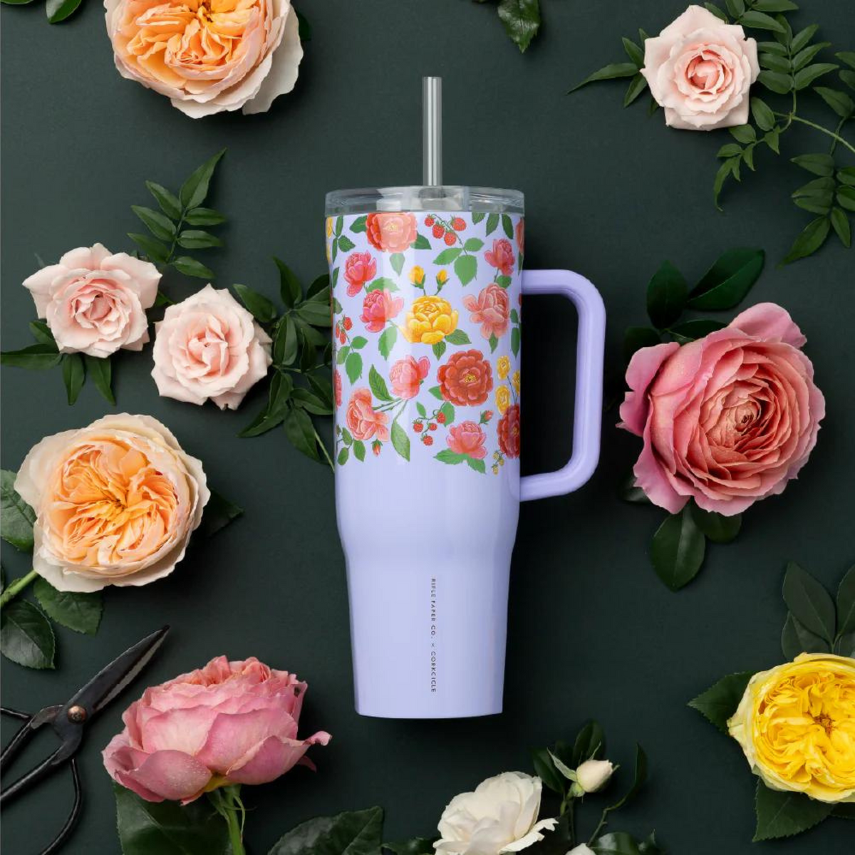Bouteille isotherme en acier inoxydable Cruiser mauve avec fleurs 1,18 L – Corkcicle CORKCICLE
