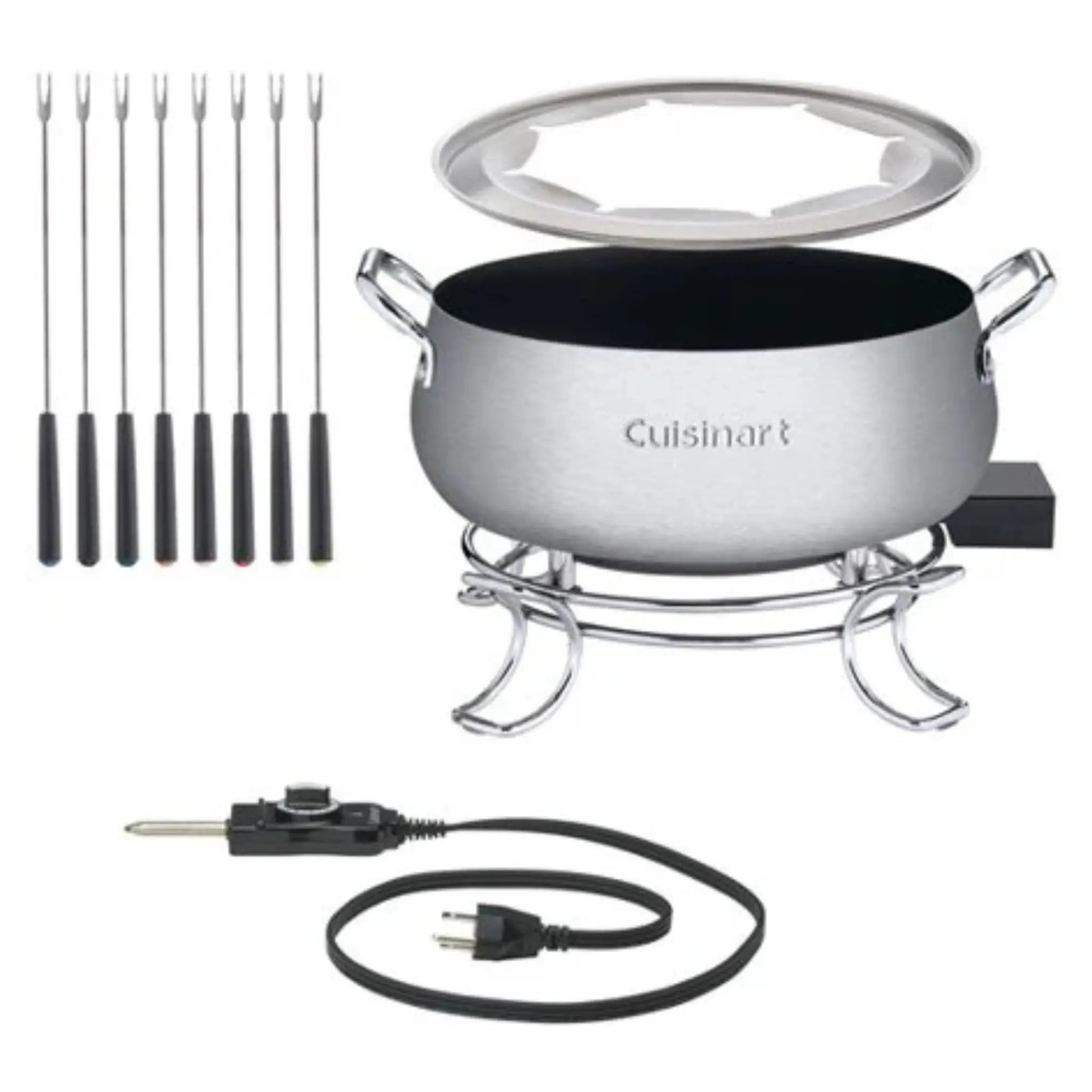 Ensemble à fondue électrique Cuisinart en acier inoxydable avec bol antiadhésif 2,8 L et 8 fourchettes
