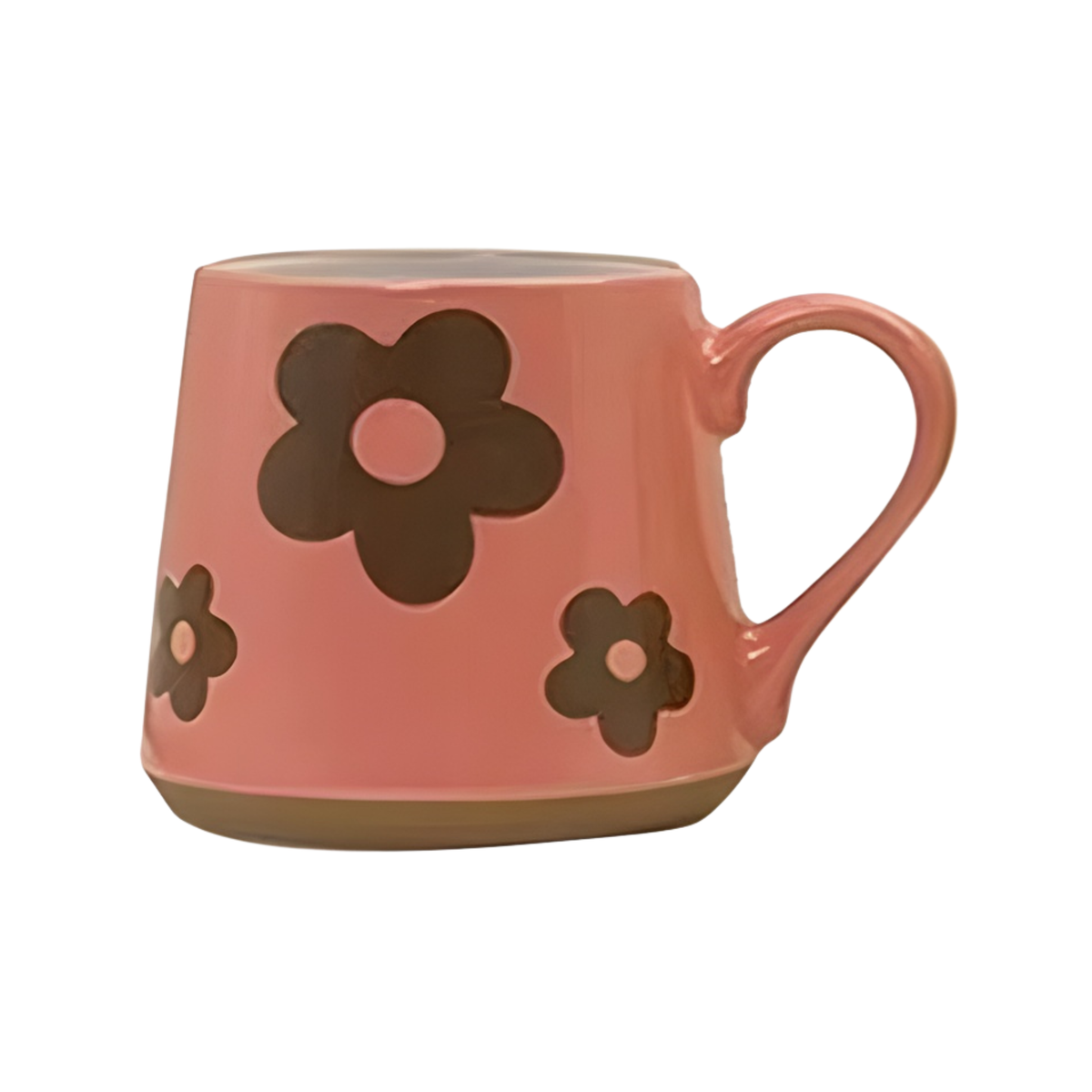 Tasse en céramique rose avec fleurs brunes 473 ml – Koppers