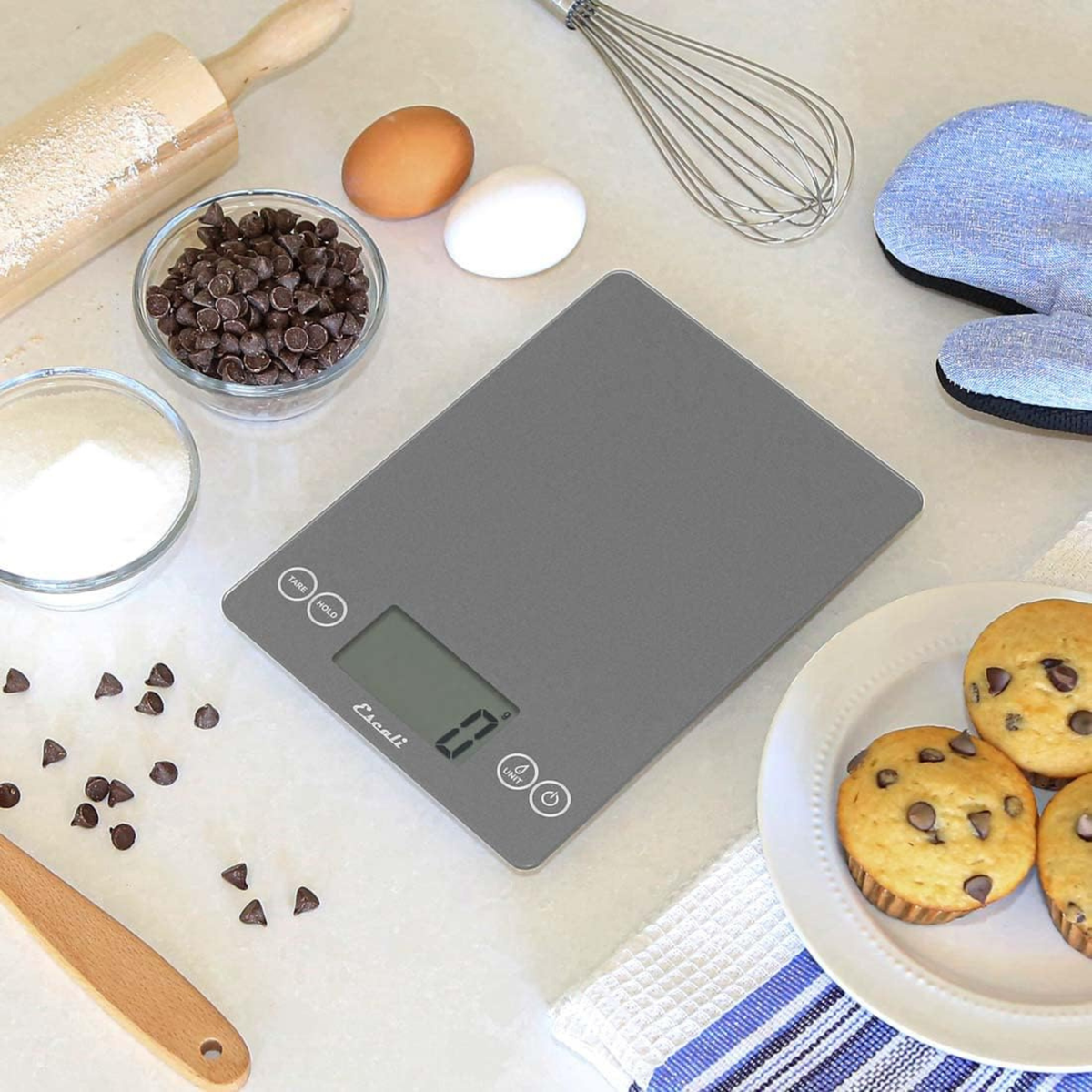 Balance de cuisine numérique en verre Arti gris 15 lb – Escali 
