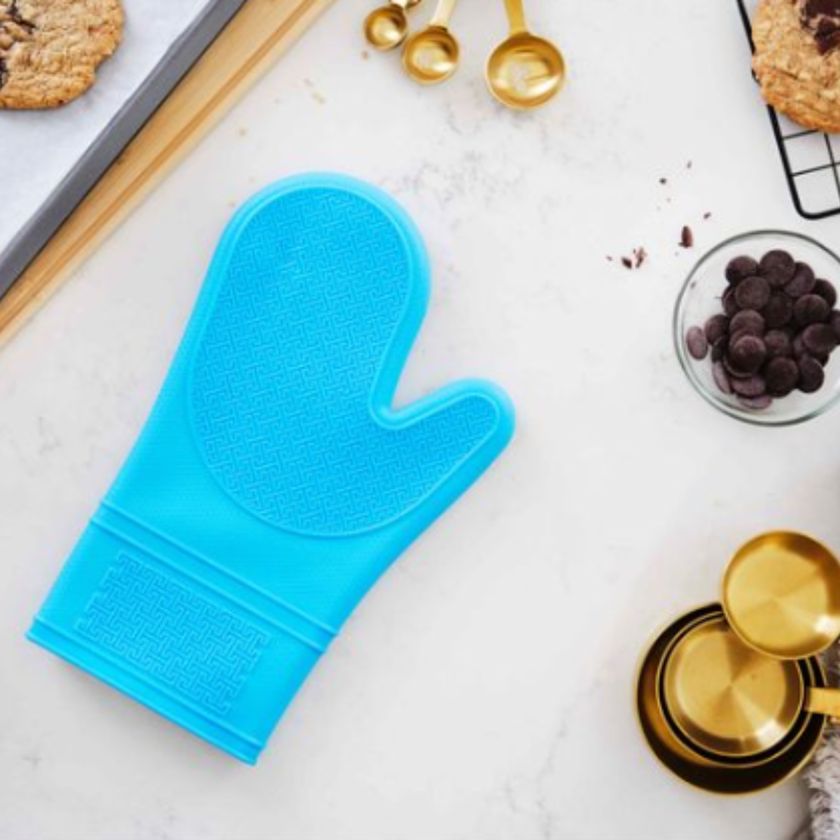 Mitaine de four en silicone aqua 30 cm 