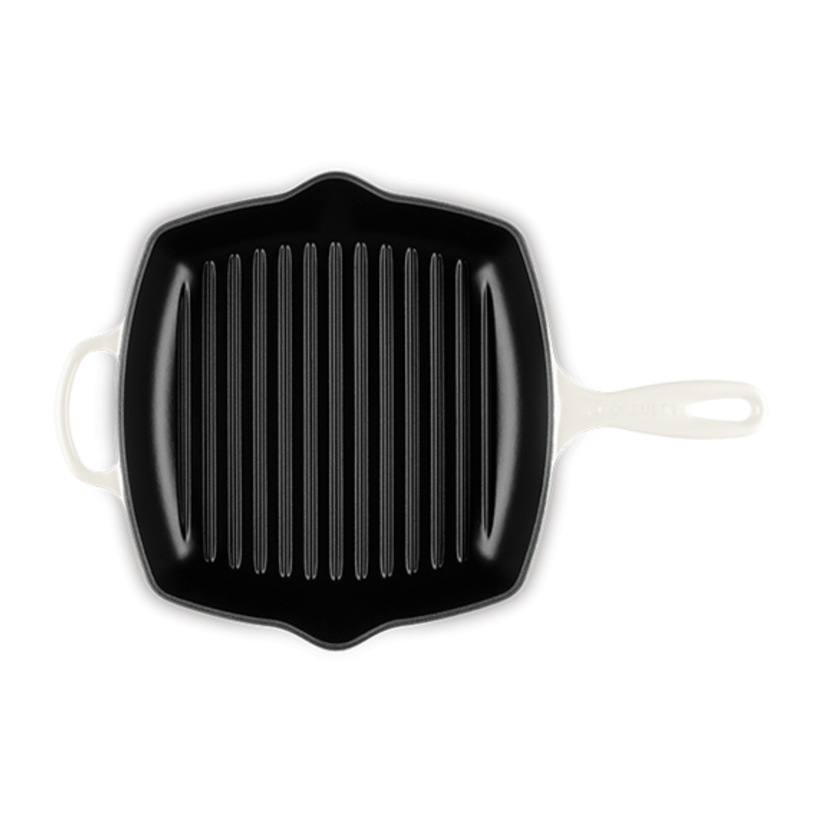 Poêle à griller carrée en fonte émaillée Meringue 26 cm – Le Creuset