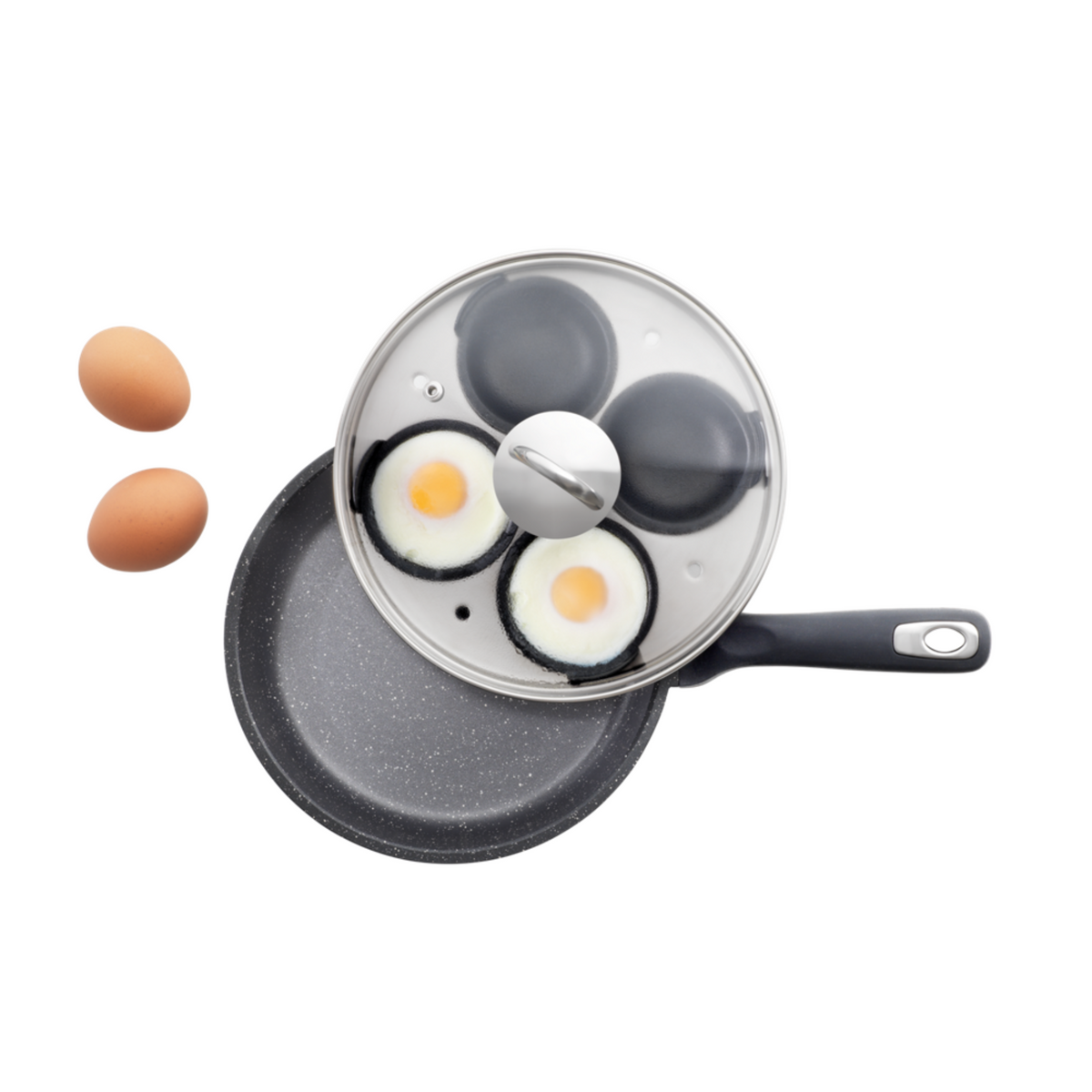 Poêle à frire 8" et pocheuse à quatre œufs avec couvercle 1.4 L GRANITE - Cuisine::pro® Cuisine::pro®