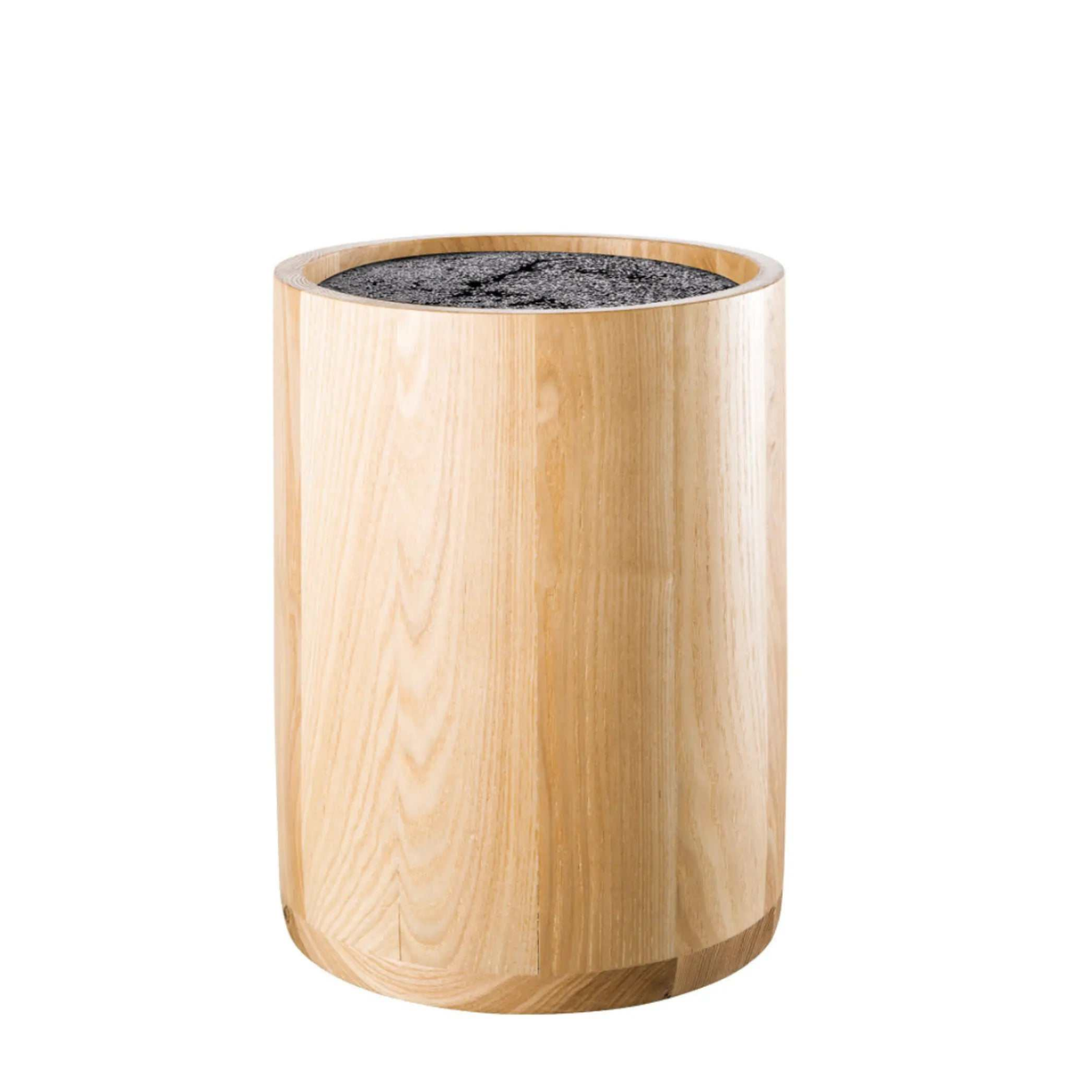Bloc de rangement couteaux Circa en bois de frêne avec tiges de paille pour cuisine sécurisée