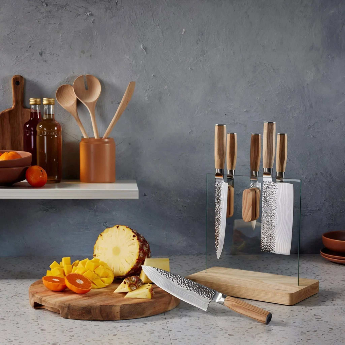Bloc de couteaux Hikari Damashiro EMPEROR® en frêne 7 pièces - Cuisine::pro® Cuisine::pro®